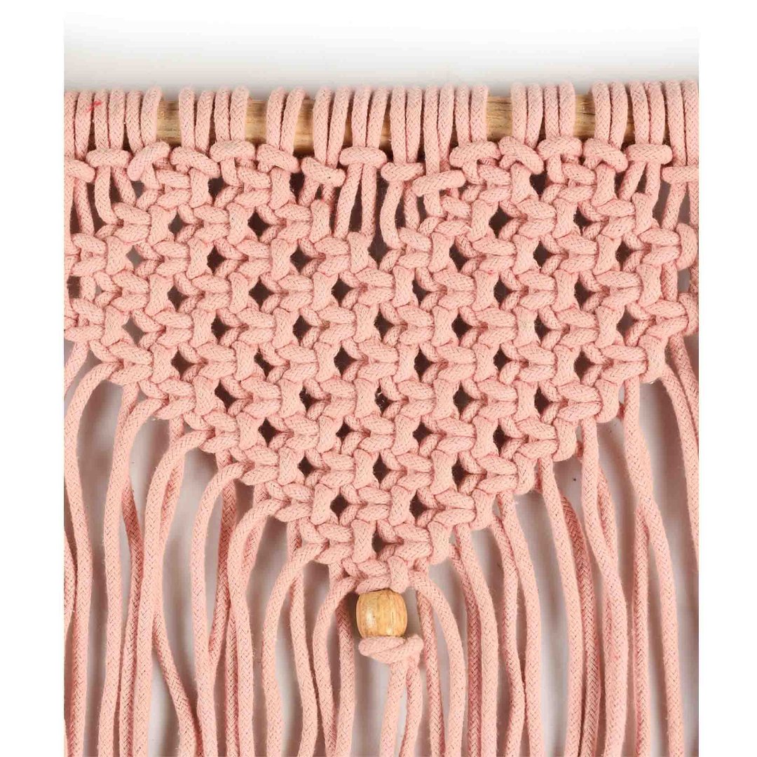 Light Pink Wall Hanging with wooden beads