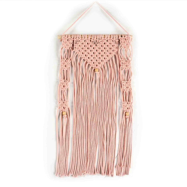 Light Pink Wall Hanging with wooden beads - sashaa World