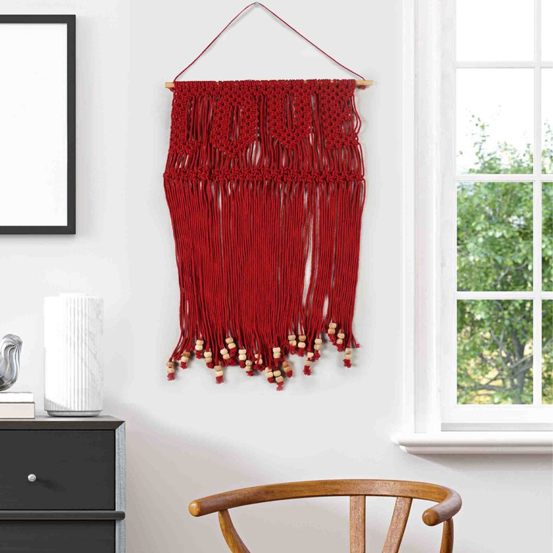 LOVE Wall Hanging with wooden beads