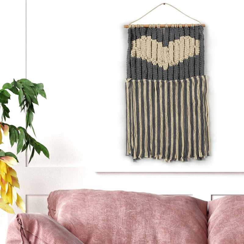 Natural Grey Heart Wall Hanging