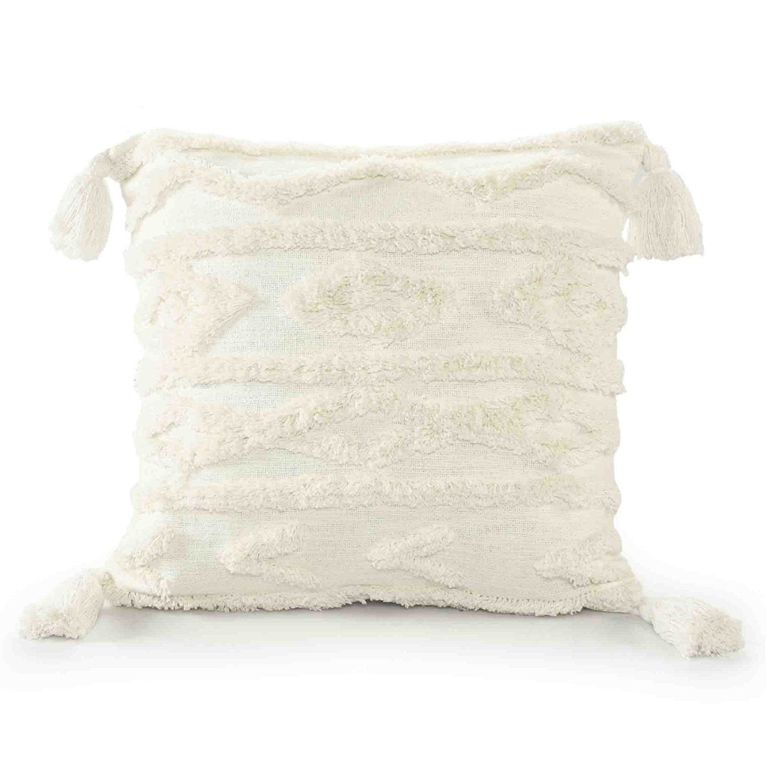 Classic White Tufted Cotton Cushion Cover