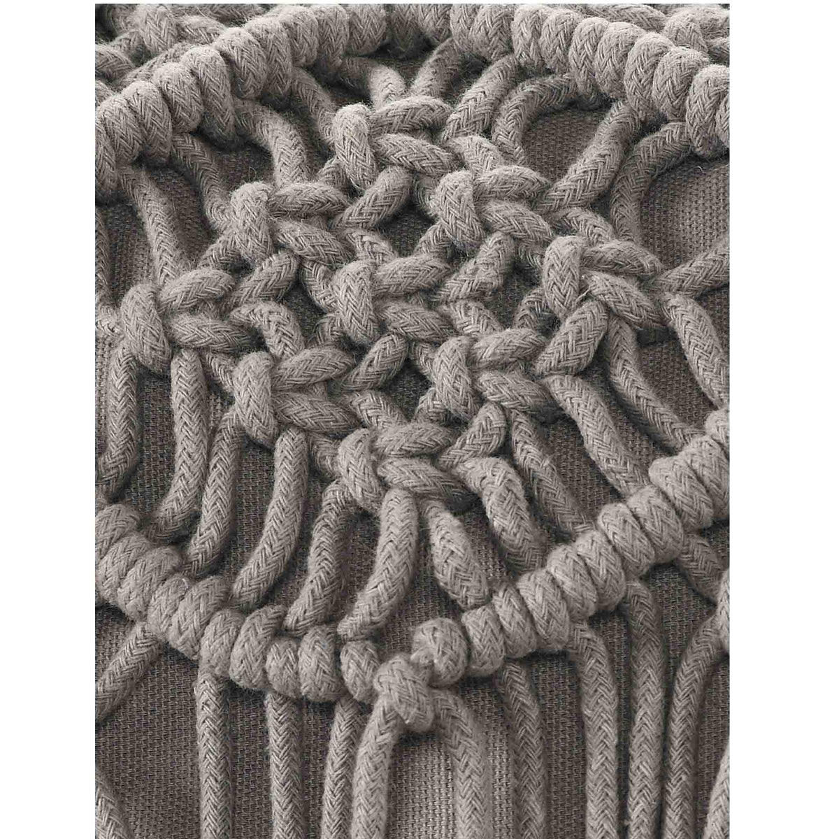 Grey Macrame Cushion with fringes