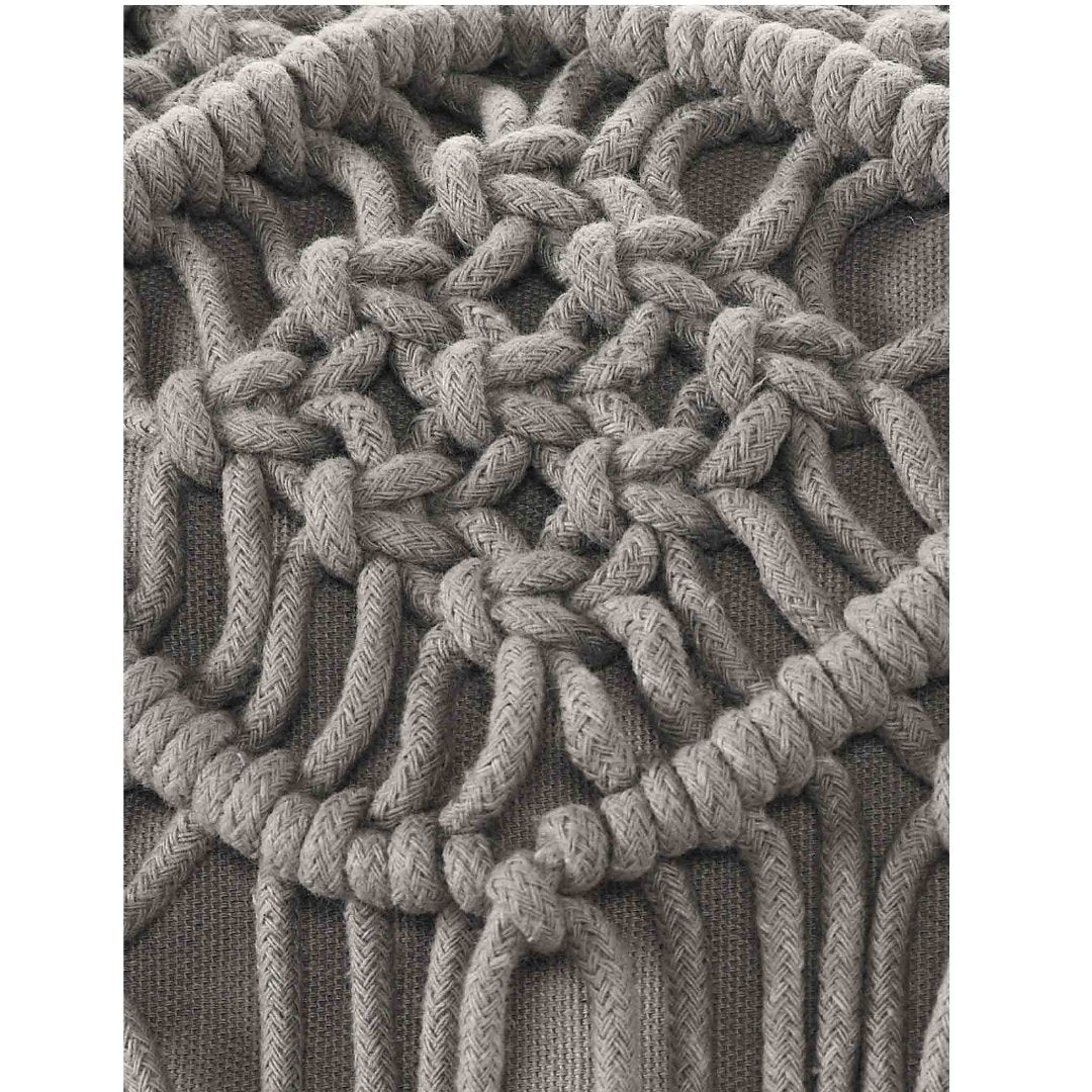 Grey Macrame Cushion with fringes - Sashaa World 