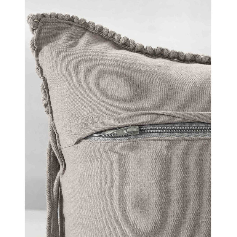 Grey Macrame Cushion with fringes