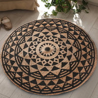 Black Symmetric Design Jute Rug