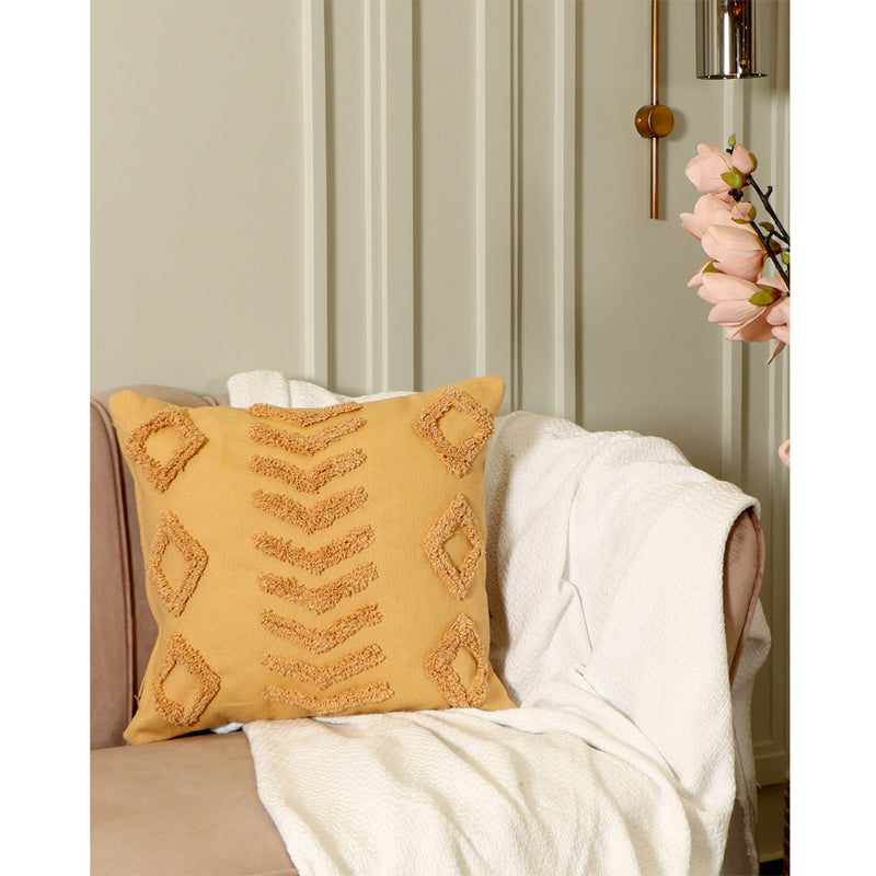 Tufted Cushion Cover in Mustard