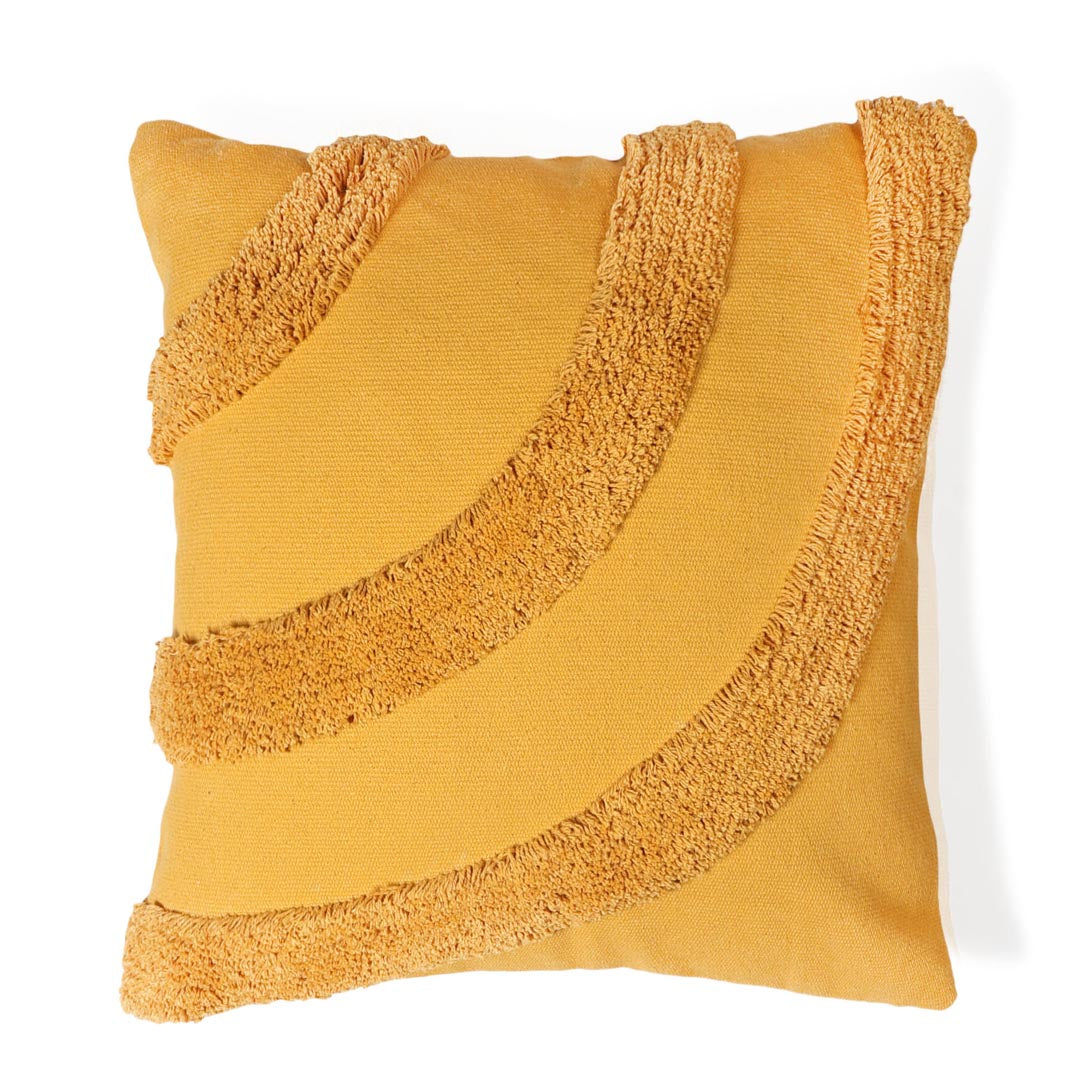 Yellow Curves Cushion Cover - Sashaa World