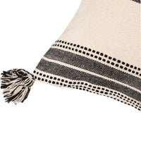 Black Striped and Tasseled Cushion Cover