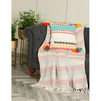Multi-colored Cushion Cover with Tassels - Sashaaworld