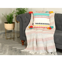 Multi-colored Cushion Cover with Tassels - Sashaaworld
