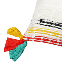 Multi-colored Cushion Cover with Tassels - Sashaaworld