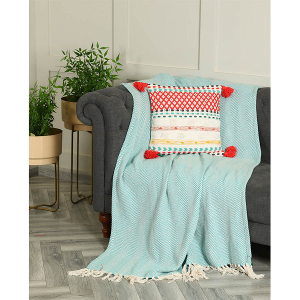 Multi-colored Handwoven Cushion Cover - sashaaworld