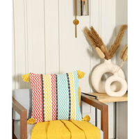 Handwoven Cushion Cover with Multi Coloured Zigzag pattern - Sashaa World 