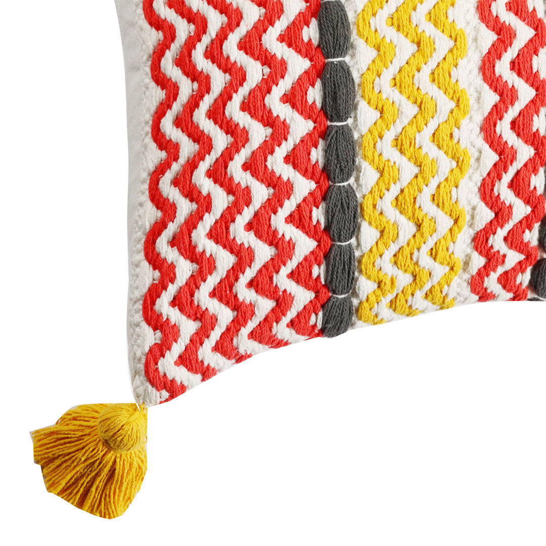 Handwoven Cushion Cover with Multi Coloured Zigzag pattern