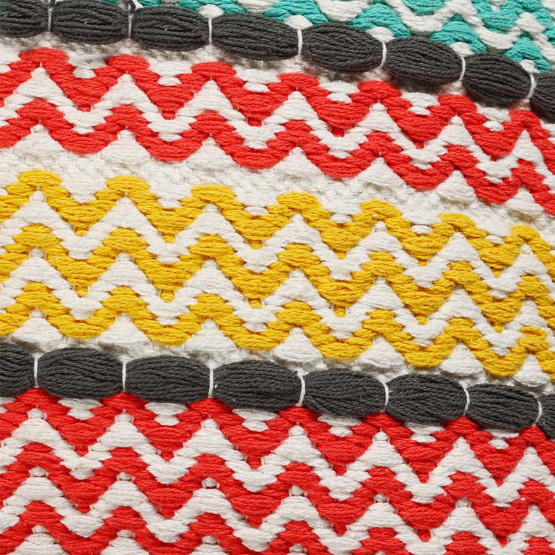 Handwoven Cushion Cover with Multi Coloured Zigzag pattern