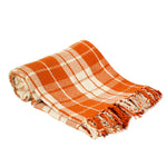 Orange and White Plaid Throw