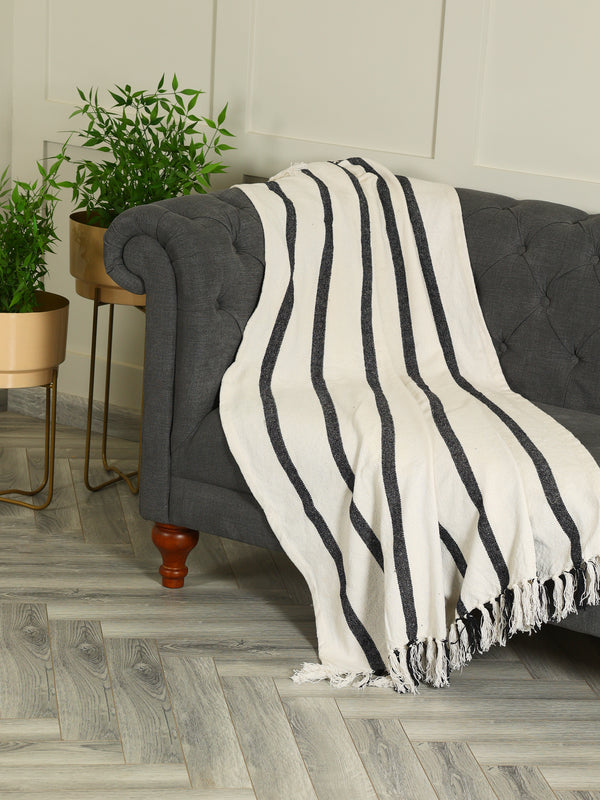Broad Black Striped Throw