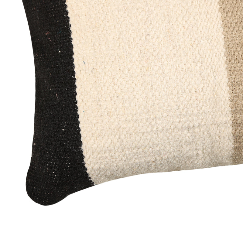 White Lumbar Cushion with Black Stripes