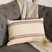 Blue and Orange Striped Lumbar Cushion