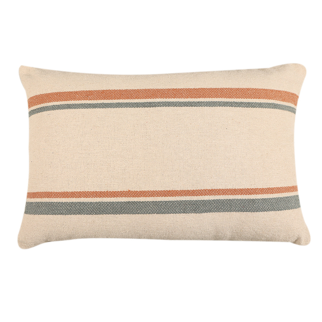 Blue and Orange Striped Lumbar Cushion