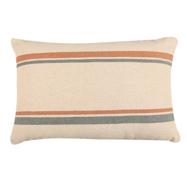Blue and Orange Striped Lumbar Cushion