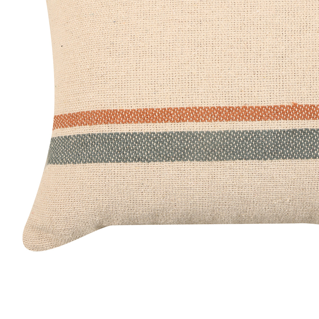 Blue and Orange Striped Lumbar Cushion