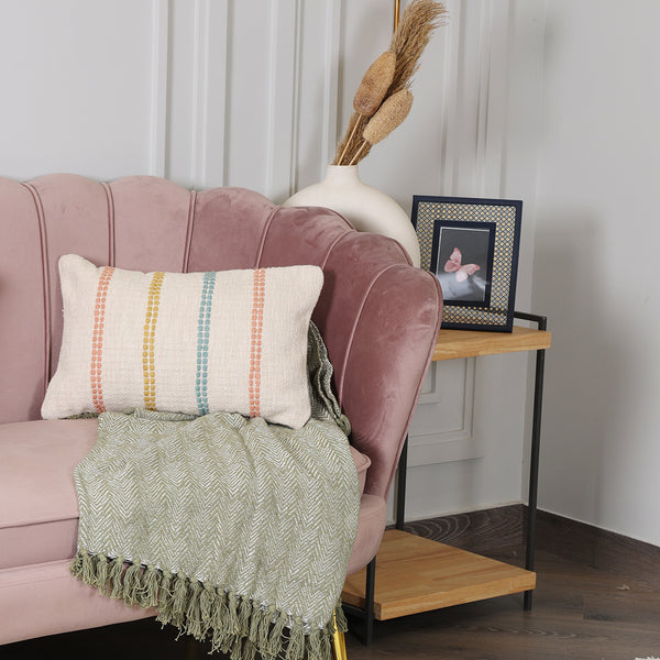 Multi-Coloured Striped Lumbar Cushion- sashaaworld