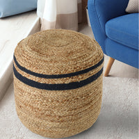 Jute Pouf with Colour Accents