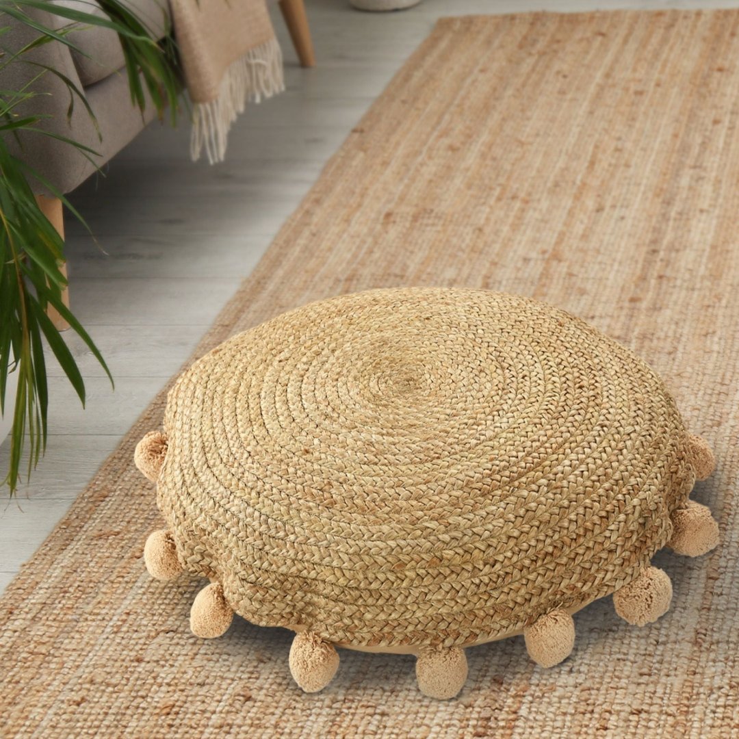 Braided  Round Jute Floor Cushion