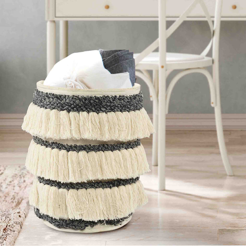Tasseled Laundry Basket