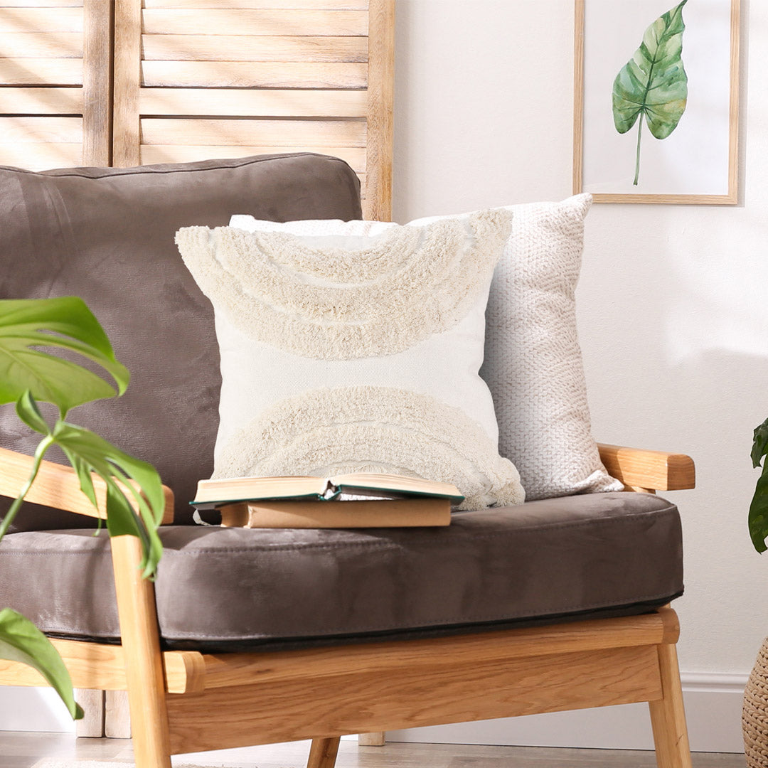 Tufted Cushion Cover White -Sashaaworld