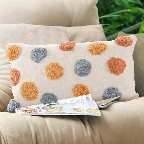 Tufted Multi-Colour Dot Cushion- Sashaaworld