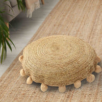 Braided Round Jute Floor Cushion- Sashaa World 
