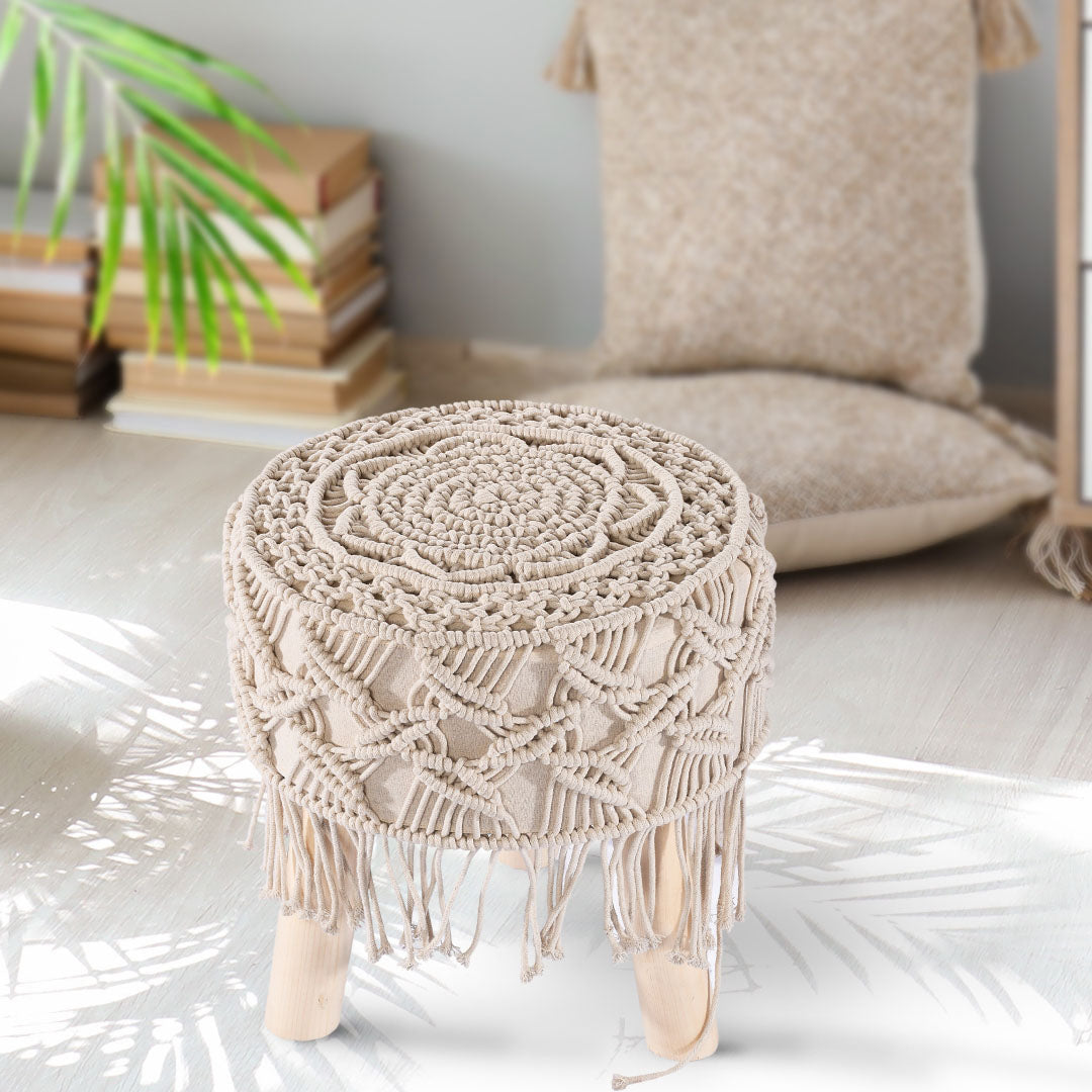 Macrame Stool with Tassels