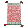 Red and Green Handwoven Scatter Rug with Tassels