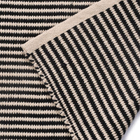 Beige and Black Cotton Striped Rug