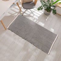 Beige and Black Cotton Striped Rug