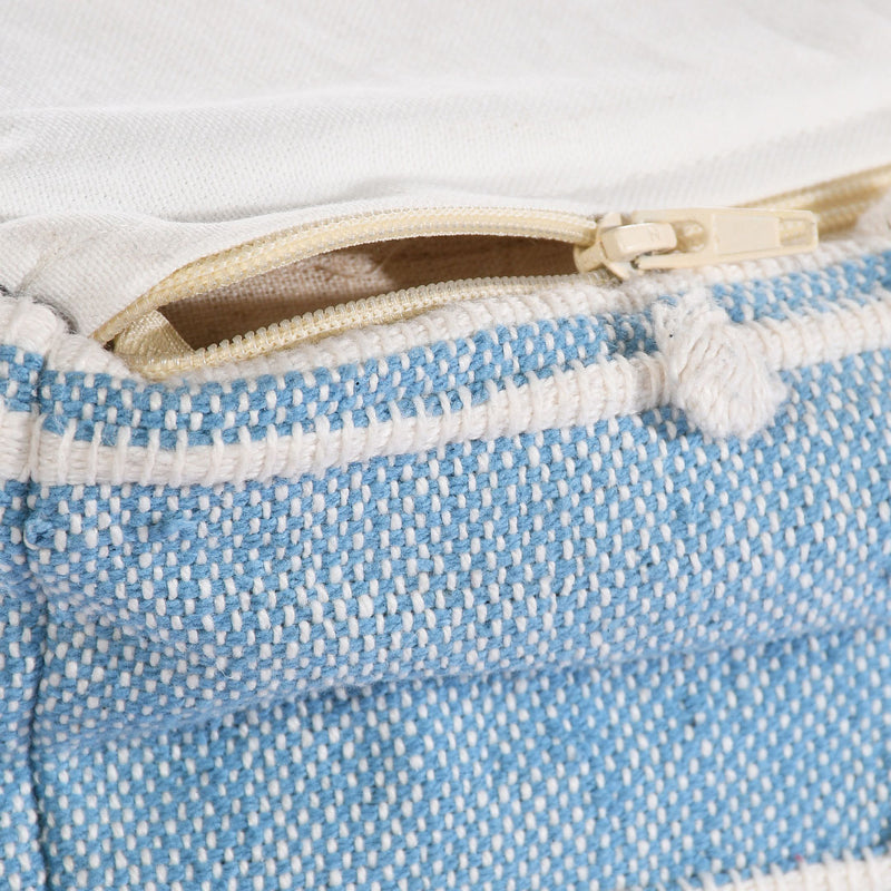 Geometric Details Blue Pouf