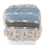 Geometric Details Blue Pouf