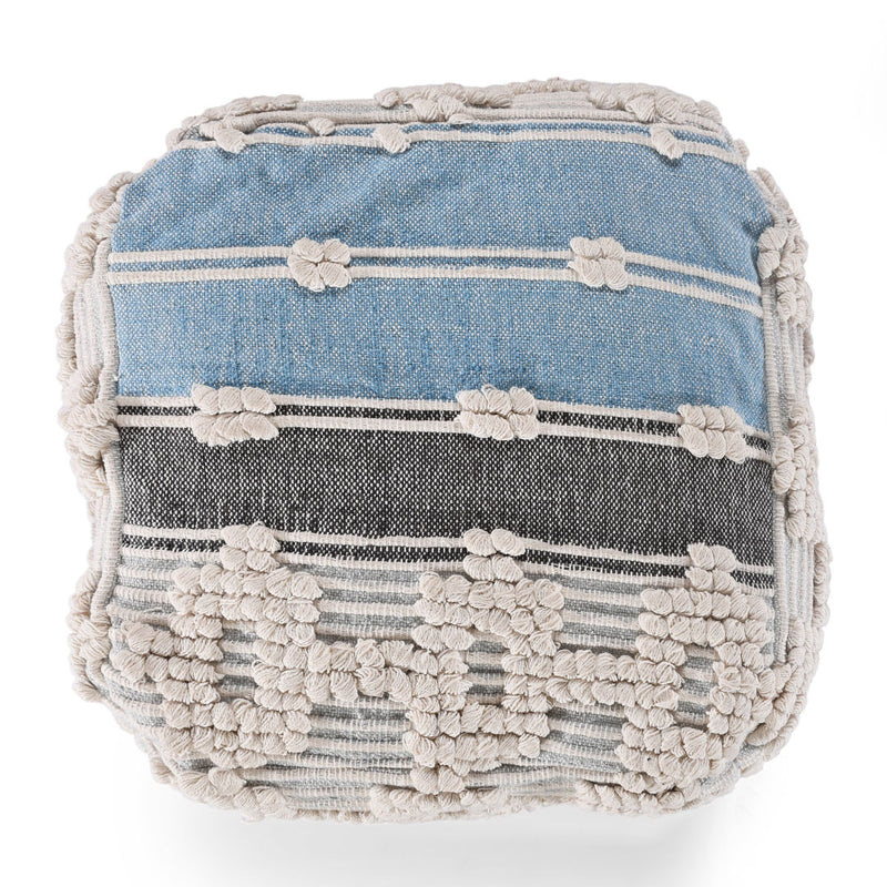 Geometric Details Blue Pouf