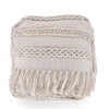 Ivory Tasseled Ottoman Pouf