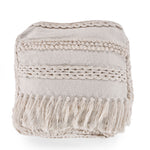 Ivory Tasseled Ottoman Pouf
