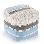 Geometric Details Blue Pouf