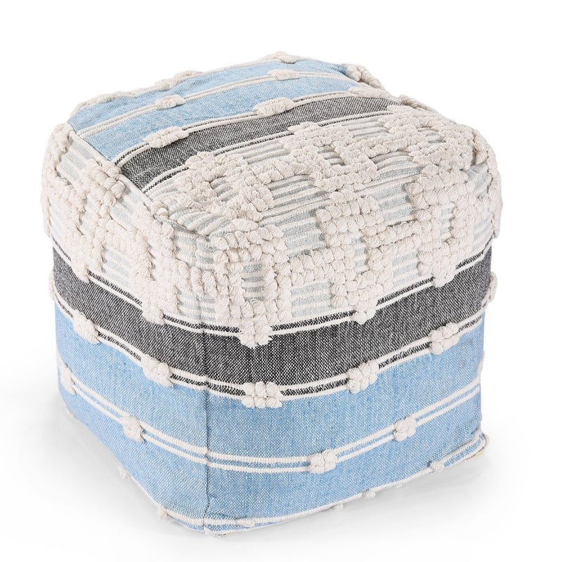 Geometric Details Blue Pouf