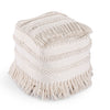 Ivory Tasseled Ottoman Pouf