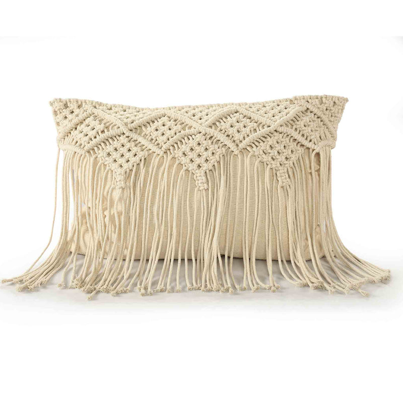 Macramé Cushion in Natural with long Fringe