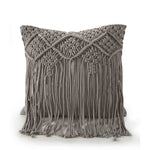 Grey Macrame Cushion with fringes