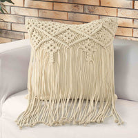 Macramé Cushion in Natural with long Fringe