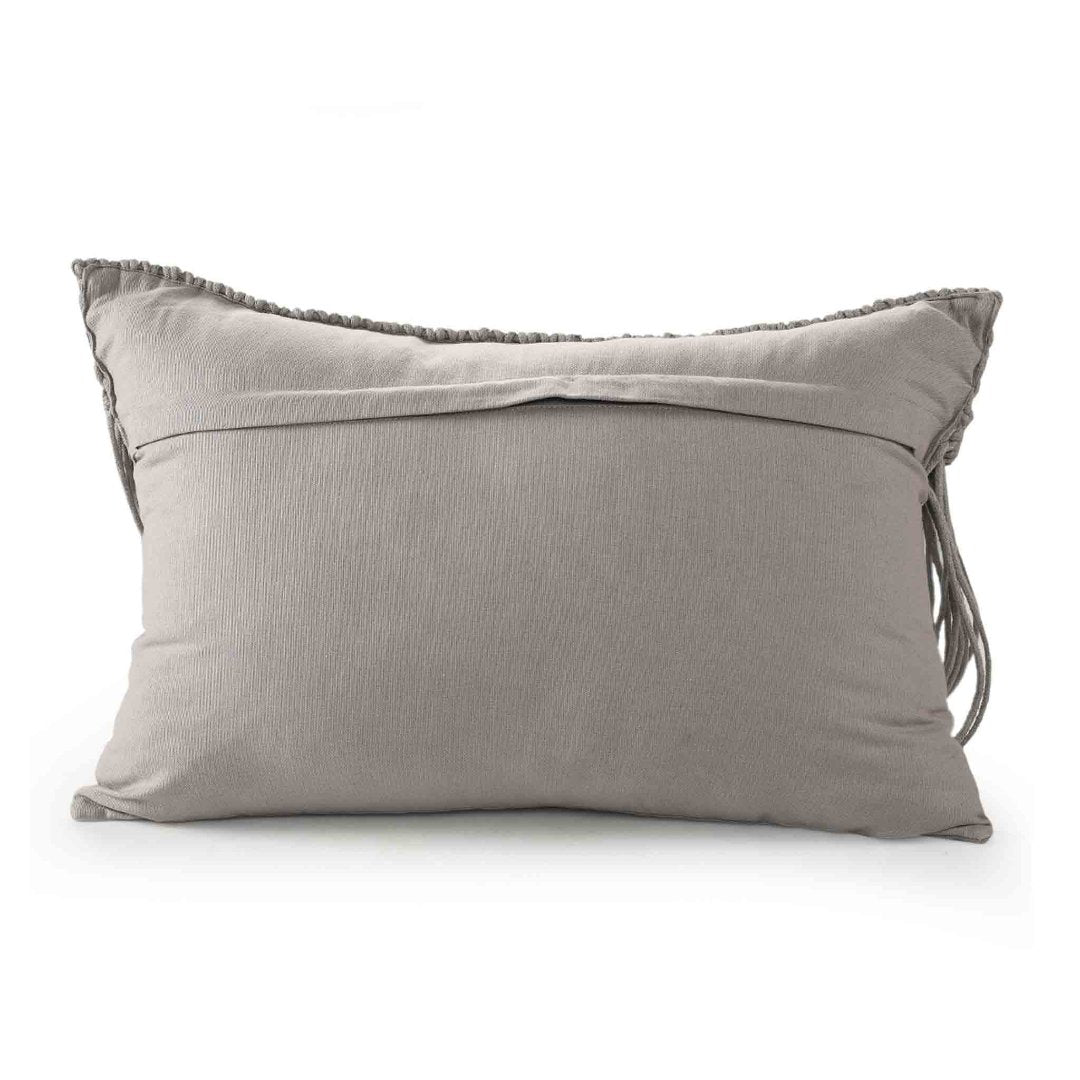 Grey Macrame Cushion with fringes - Sashaa World 
