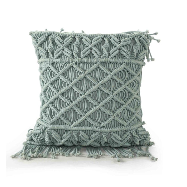 Sky Blue Macrame Cushion- Sashaaworld